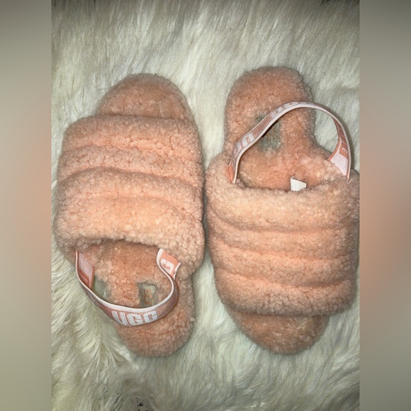 UGG FLUFF YEAH Women Shoes SLIDE Sheepskin Slipper Sandal PINK ROSE NWOT - Picture 3 of 8